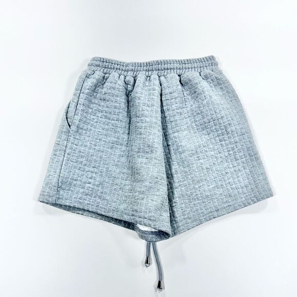 Princess Polly high waist grey waffle print shorts 0 - Picture 2 of 7